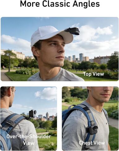 TELESIN Magnetic Cap Clip Mount for Insta360 Go Ultra, N52 Strong Magnet Hat Clip & Backpack Strap Mount, 360° Rotation & 240° Adjustable Angle, Hands-Free POV Mount for Vlogging & Outdoor Shooting in Saudi Arabia