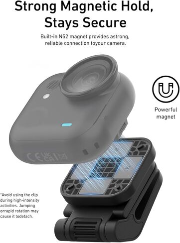 TELESIN Magnetic Cap Clip Mount for Insta360 Go Ultra, N52 Strong Magnet Hat Clip & Backpack Strap Mount, 360° Rotation & 240° Adjustable Angle, Hands-Free POV Mount for Vlogging & Outdoor Shooting in Saudi Arabia