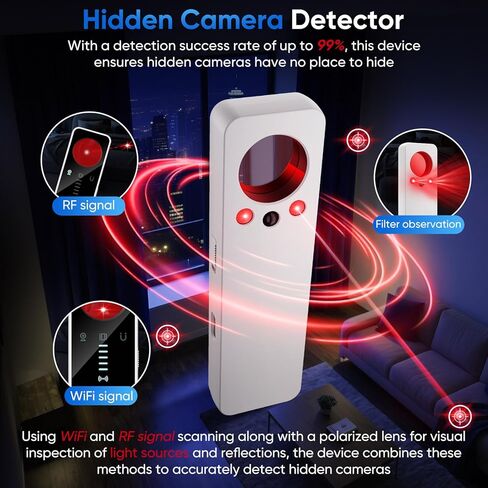 كاشف الكاميرا الخفية - كاشف تعقب GPS للمنزل والسيارة والفندق والمكتب - أبيض in Kuwait