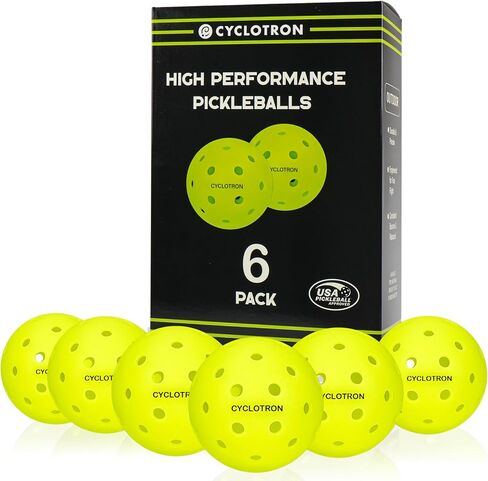 cyclotron P-40 Outdoor Pickleball Balls – USAPA Approved Pickleballs, 40-Hole Precision Design, High Visibility, Durable Seamless HDPE Construction, 3/6 Pack in Saudi Arabia