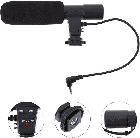 Homoyoyo ميكروفون كاميرا احترافي مع قابس استريو لكاميرات DSLR والهواتف الذكية، ميكروفون عالي الحساسية للمقابلة من أجل التصوير الفوتوغرافي ومدونات الفيديو وتسجيل الفيديو الرقمي in Kuwait