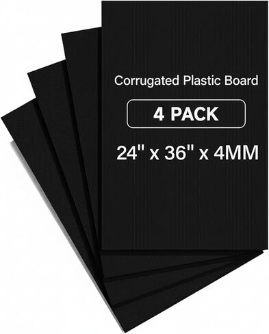 PEKGRIL 24" x 36" Corrugated Plastic Board, 4MM Thick Thick Blank Poster Board, Waterproof Coroplast Sheets, White Corrugated Plastic Sheets, 4 Pack in Kuwait