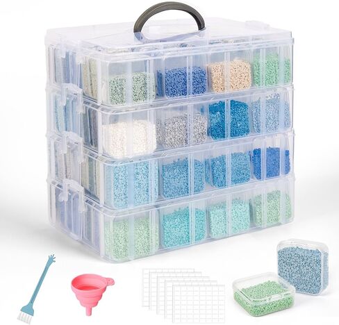 Bead Organizer Box,108 Pcs Plastic Containers Boxes with Lid 3-Tie Clear Stackable Cases Craft Rectangle Boxes for Diamond Painting Accessories,Jewelry (3-Tire Bead Organizer) in Saudi Arabia