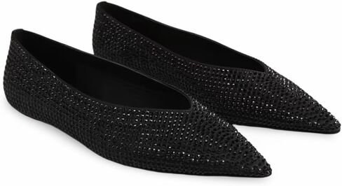 حذاء باليه مسطح كلاسيكي أنيق من Sam Edelman Nita مصنوع من الساتان الزيتوني ومقدمة مدببة سهل الارتداء in Kuwait