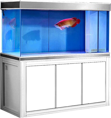 170 Gallon Aquarium Fish Tank LED Light Pump Freshwater Filter Upright Fishtank Stand Bundle Straight Corners Ultra Clear Tempered Glass with Complete Aquarium Setup (All Black) in Kuwait