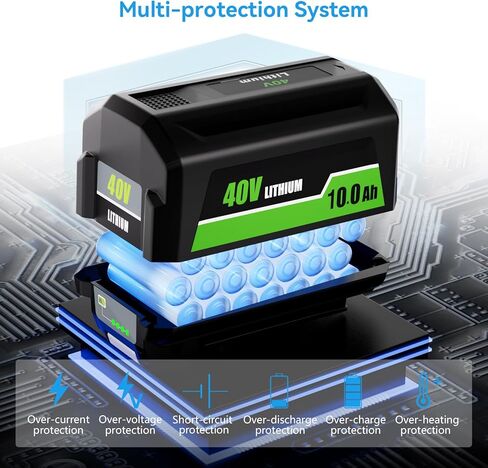 10.0Ah استبدال عالي السعة لبطارية Ryobi 40V OP4026 OP4030 OP4040 OP4050 OP4060 OP4075، متوافق مع أدوات الطاقة اللاسلكية Ryobi 40 فولت in Kuwait