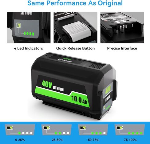 10.0Ah استبدال عالي السعة لبطارية Ryobi 40V OP4026 OP4030 OP4040 OP4050 OP4060 OP4075، متوافق مع أدوات الطاقة اللاسلكية Ryobi 40 فولت in Kuwait