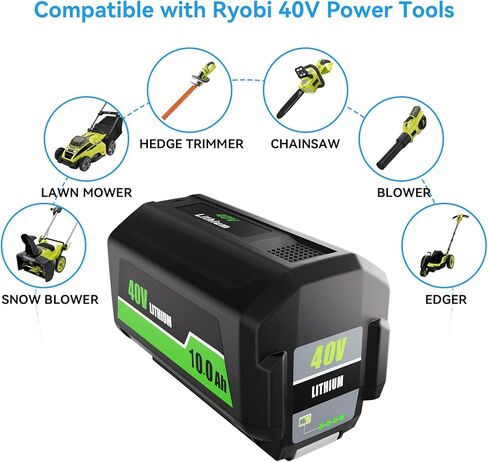 10.0Ah استبدال عالي السعة لبطارية Ryobi 40V OP4026 OP4030 OP4040 OP4050 OP4060 OP4075، متوافق مع أدوات الطاقة اللاسلكية Ryobi 40 فولت in Kuwait