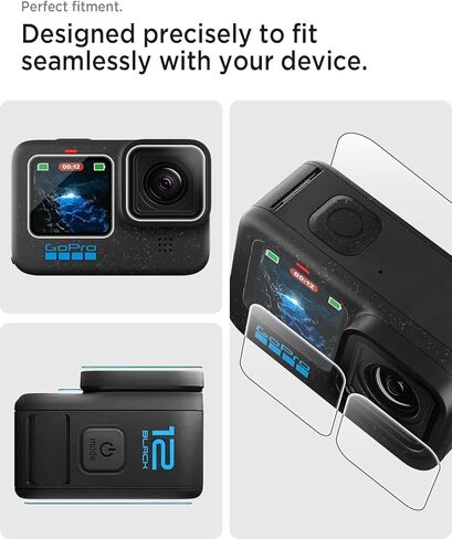 واقي شاشة Miimall لـ GoPro Hero 12 /Hero 11 /Hero 10 /Hero 9 أسود، واقي شاشة من الزجاج المقوى فائق الوضوح + واقي عدسة + فيلم شاشة LCD أمامي لكاميرات الحركة GoPro 12 11 10 9 in Saudi Arabia