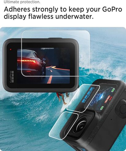 واقي شاشة Miimall لـ GoPro Hero 12 /Hero 11 /Hero 10 /Hero 9 أسود، واقي شاشة من الزجاج المقوى فائق الوضوح + واقي عدسة + فيلم شاشة LCD أمامي لكاميرات الحركة GoPro 12 11 10 9 in Saudi Arabia
