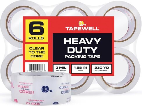 Clear Packing Tape, 1.88 Inches x 54.6 Yards, Heavy Duty Tape with 3'' Core, Pack of 12 in Kuwait