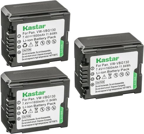استبدال بطارية Kastar 1-Pack VW-VBG130 لباناسونيك HDC-SD8K، HDC-SD9، HDC-SD9EG-K، HDC-SD9EG-S، HDC-SD9GK، HDC-SD9-8GB، HDC-SD10، HDC-SD10K، HDC-SD20، HDC-SD20K، HDC-SD100، HDC-SD100GK in Kuwait