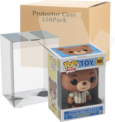 100 حزمة واضحة للحماية الواضحة متوافقة مع حالة واقي Funko pop لأرقام 4 بوصة المقتنيات حماة حماية البلاستيك الشاقية الكريستال مع علامات تبويب الأفلام الواقية قاع القفل التلقائي in Kuwait
