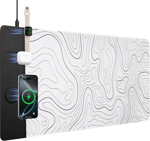 Wireless Charging Mouse Pad 15W, Waterproof Gaming Mousepad with Ultra-Smooth Surface, Non-Slip Base, XXL Large Desk Mat 80 x 40cm,Classic Black Desk Pad for MacBook, PC, Laptop-Black in Saudi Arabia