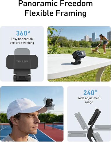 TELESIN Magnetic Cap Clip Mount for DJI Osmo Nano, N52 Strong Magnetic Hat & Backpack Clip, 360° Rotation, 240° Adjustable Angle, Hands-Free POV Mount for Vlogging, Sports & Outdoor Shooting in Saudi Arabia