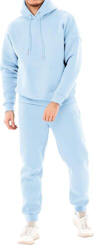 بدلة رياضية للرجال من Uni Clau، مكونة من قطعتين، بلوفر من الصوف، بدلة رياضية مناسبة للركض، مجموعة ملابس بقلنسوة in Kuwait