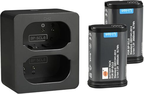 DSTE 2PCS BP-SCL6 Battery and Dual Charger with Micro USB Cable Compatible with Leica Q2, Q3, SL2, SL2-S, SL3, SL3-S in Saudi Arabia