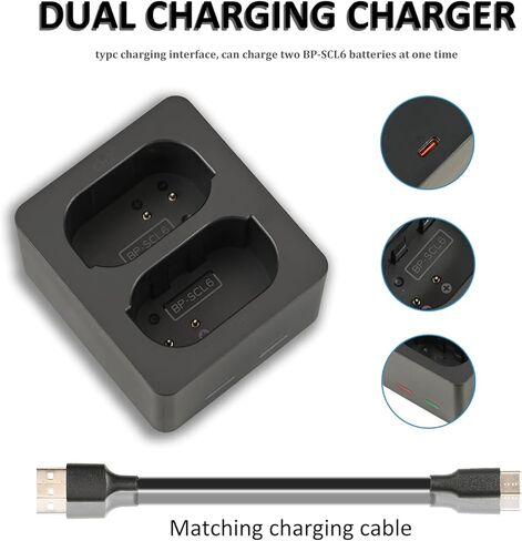 DSTE 2PCS BP-SCL6 Battery and Dual Charger with Micro USB Cable Compatible with Leica Q2, Q3, SL2, SL2-S, SL3, SL3-S in Saudi Arabia