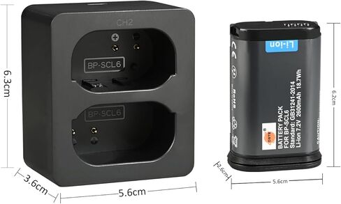 DSTE 2PCS BP-SCL6 Battery and Dual Charger with Micro USB Cable Compatible with Leica Q2, Q3, SL2, SL2-S, SL3, SL3-S in Saudi Arabia