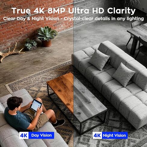 xmartO [4K AI Tracking Ceiling CAM 10CH 8Pcs 4K 8MP UHD قبة معدنية PTZ نظام كاميرا أمان لاسلكي مع متابعة تلقائية، صوت ثنائي الاتجاه ورؤية ليلية، WiFi6 طويل المدى، 0 رسوم شهرية in Kuwait