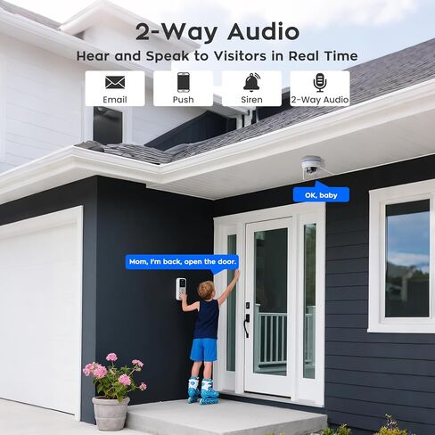 xmartO [4K AI Tracking Ceiling CAM 10CH 8Pcs 4K 8MP UHD قبة معدنية PTZ نظام كاميرا أمان لاسلكي مع متابعة تلقائية، صوت ثنائي الاتجاه ورؤية ليلية، WiFi6 طويل المدى، 0 رسوم شهرية in Kuwait