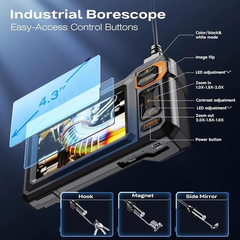 كاميرا المنظار الصناعية 4.3 بوصة HD1920P 16.5TF عدسة واحدة لفحص الأنابيب Borescope لأداة كاميرا فحص المجاري للسيارة in Kuwait