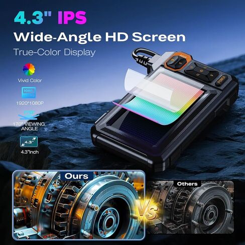 كاميرا المنظار الصناعية 4.3 بوصة HD1920P 16.5TF عدسة واحدة لفحص الأنابيب Borescope لأداة كاميرا فحص المجاري للسيارة in Kuwait