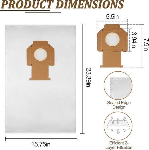 أكياس مكنسة كهربائية بديلة من الصوف DWV9402 (5 عبوات) - لمستخرجات الغبار ديوالت 8 و10 جالون DWV010 DWV012 DWV015 in Kuwait