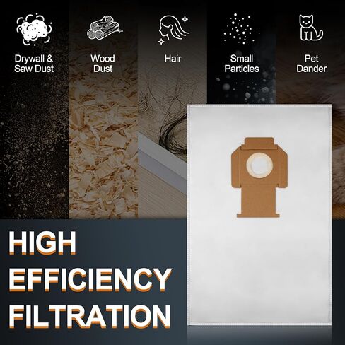 أكياس مكنسة كهربائية بديلة من الصوف DWV9402 (5 عبوات) - لمستخرجات الغبار ديوالت 8 و10 جالون DWV010 DWV012 DWV015 in Kuwait