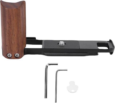 Ciciglow Handgrip L Bracket، مقبض خشبي من سبائك الألومنيوم قبضة الكاميرا سريعة التحرير على شكل L مع أدوات لولبية سداسية على شكل 2 L، مناسبة لكاميرا X E5 (أسود) in Kuwait