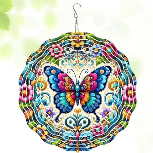 3D Hanging Wind Spinner Butterfly/Hummingbird, 10 Inch Stainless Steel Wind Spinners Outdoor Clearance, Garden Spinner for Outside Patio Yard Home Christmas Decor (Butterfly 01) in Saudi Arabia