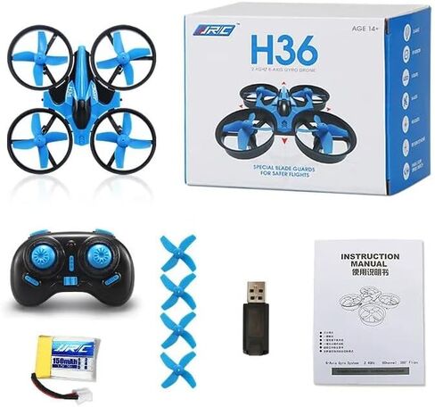 لطائرة JJRC H36 الصغيرة بدون طيار RC مروحية 4 قنوات 6 محاور وضع بدون رأس لعبة كوادكوبتر للأطفال بتحكم عن بعد مع LED (اللون: بطارية زرقاء 1) in Kuwait