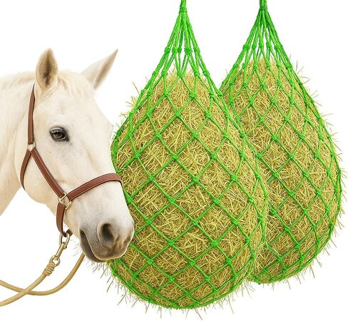2 pcs 40" Hay Nets for Horses, Made from Durable Nylon Rop Slow Feed Hay Net, Regulate Intake of Hay hence Improve Digestion,for Horses Goat Sheep Hanging Slow Feed Horse Hay Net in Kuwait