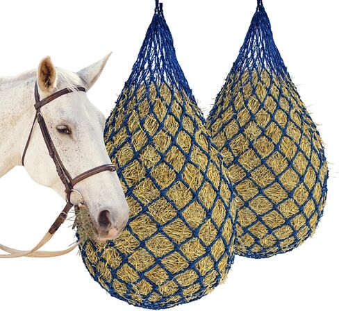 2 pcs 40" Hay Nets for Horses, Made from Durable Nylon Rop Slow Feed Hay Net, Regulate Intake of Hay hence Improve Digestion,for Horses Goat Sheep Hanging Slow Feed Horse Hay Net in Kuwait