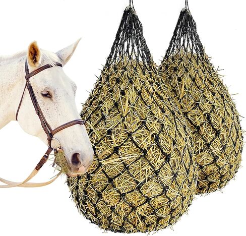 2 pcs 40" Hay Nets for Horses, Made from Durable Nylon Rop Slow Feed Hay Net, Regulate Intake of Hay hence Improve Digestion,for Horses Goat Sheep Hanging Slow Feed Horse Hay Net in Kuwait