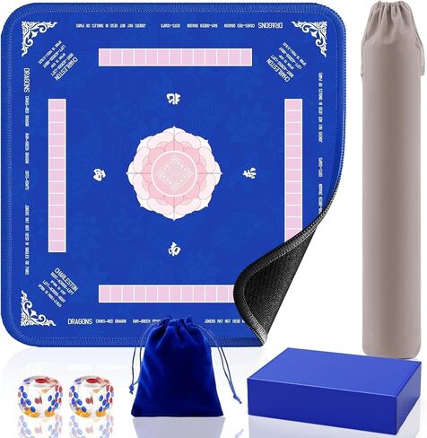 Mahjong Mat 31.5 "× 31.5"-حصيرة Mahjong الأمريكية مع 2 من الزهر وحقيبة الحمل ، حصيرة Mahjong Table الحد من الضوضاء مع القواعد ، غلاف طاولة Mahjong لـ Mahjong ، بطاقة ، ألعاب البلاط. in Kuwait