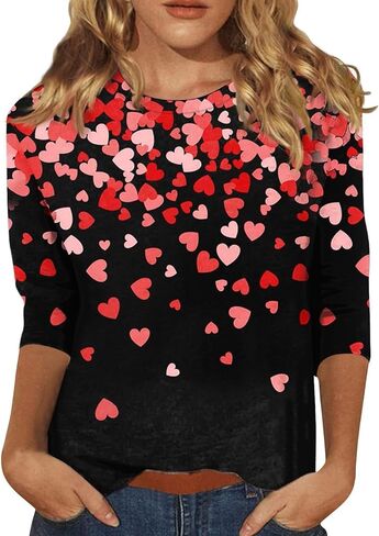 قمصان عيد الميلاد للنساء 2025 سباركلي 3/4 كم بلايز Crewneck بلوزات عادية حجم كبير البلوزات عطلة ملابس للحفلات in Saudi Arabia