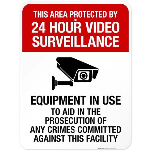 This Area Protected by 24 Hour Video Surveillance Equipment in Use Sign, 10x7 Inches, 55 mil Thick HDPS (high Density polystyrene), Made in USA by Sigo Signs in Saudi Arabia