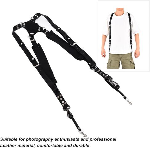 GLOGLOW Body Strap Leather Camera Strap Dual Shoulder Harness, Adjustable Design, Comfort and Load Reduction, Universal Compatibility, 1/4 Screw Interface Nan Other Equipment Accessories (Shoulders in Saudi Arabia