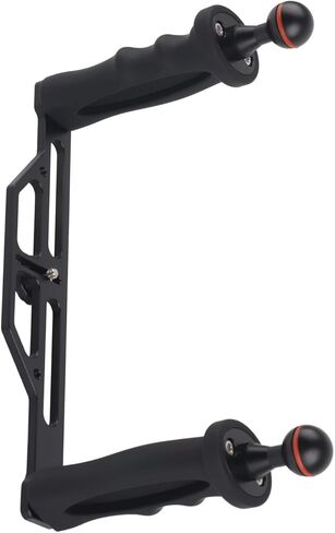 جهاز تثبيت صينية ألومنيوم بمقبض مزدوج من Rengue للكاميرات تحت الماء، للكاميرات تحت الماء، خفيف الوزن، أسود، تصميم مريح، متوافق مع SLR ومقبض مزدوج رياضي in Kuwait