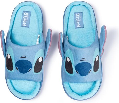 أحذية ديزني Lilo & Stitch النسائية الزرقاء الغامضة - شباشب داخلية قطيفة لطيفة مع طباعة وجه غرزة، مريحة سهلة الارتداء بمقاسات 5-10 أحذية صالة غرزة للنساء in Saudi Arabia
