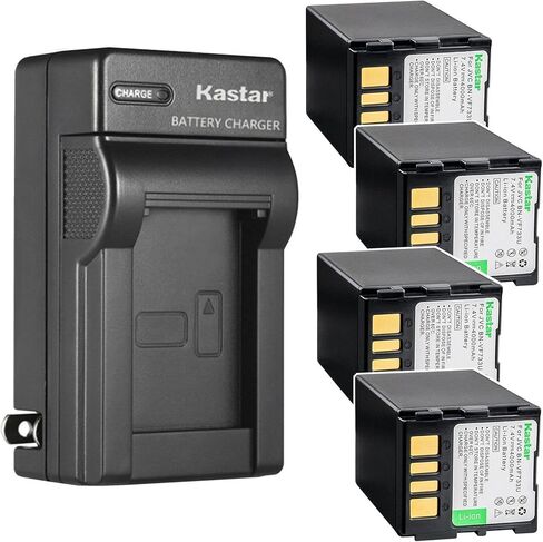بطارية بديلة من Kastar مكونة من قطعة واحدة وشاحن حائط تيار متردد لـ JVC GZ-MG50 GZ-MG50AA GZ-MG50AG GZ-MG50AH GZ-MG50AS GZ-MG50E GZ-MG50EK GZ-MG50EX GZ-MG50EY GZ-MG50EZ GZ-MG50U GZ-MG50US GZ-MG55 GZ-MG55U in Kuwait