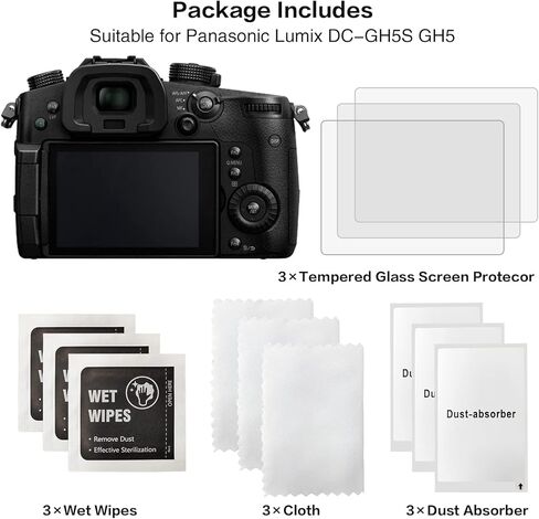 Rieibi (3 Packs) Screen Protector for Panasonic Lumix DC-GH5S GH5 Digital Camera, Tempered Glass Film for Panasonic GH5S GH5 Anti-Fingerprint Anti-Scratch in Saudi Arabia