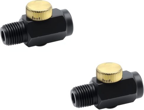 2 PCS Air Flow Regulator Brass In-Line Adjustable 1/4" NPT Male & Female Air Flow Regulator Control Tool Valve (Black) in Saudi Arabia