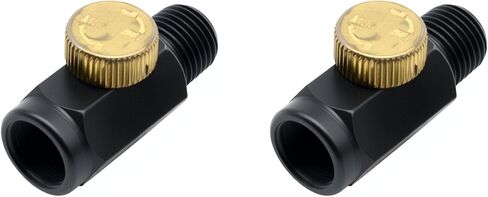 2 PCS Air Flow Regulator Brass In-Line Adjustable 1/4" NPT Male & Female Air Flow Regulator Control Tool Valve (Black) in Saudi Arabia
