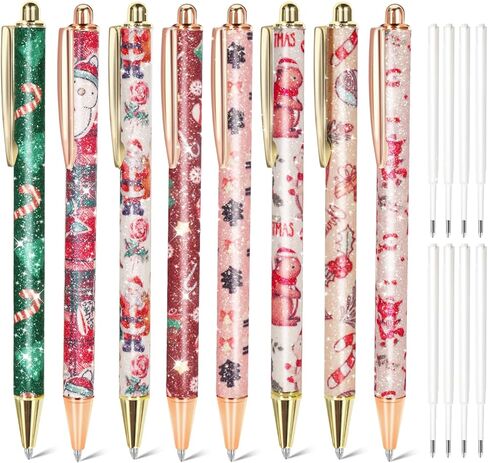Wy Wyyuan 8 PCS Pink Sparkly Ambens for Women - Proper Point Pens مع 10 عبوات ، أقلام فتاة أنيقة للمكتب ، المدرسة ، هدايا عيد الميلاد والتخرج (تلميح وردي) in Kuwait