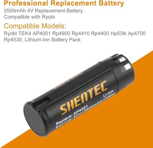 بطارية بديلة Shentec 3500 مللي أمبير 4 فولت متوافقة مع Ryobi TEK4 AP4001 Rp4900 Rp4410 Rp4400 Hp53lk Ap4700 Rp4530، حزمة بطارية ليثيوم أيون in Saudi Arabia