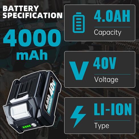 بطارية BL4050 BL4040 4.0Ah 40V XGT MAK40V بديلة لماكيتا BL4050F BL4025 بطارية ليثيوم أيون 40 فولت BL4040 متوافقة مع أدوات الطاقة اللاسلكية ماكيتا 40 فولت، حزمة واحدة in Kuwait