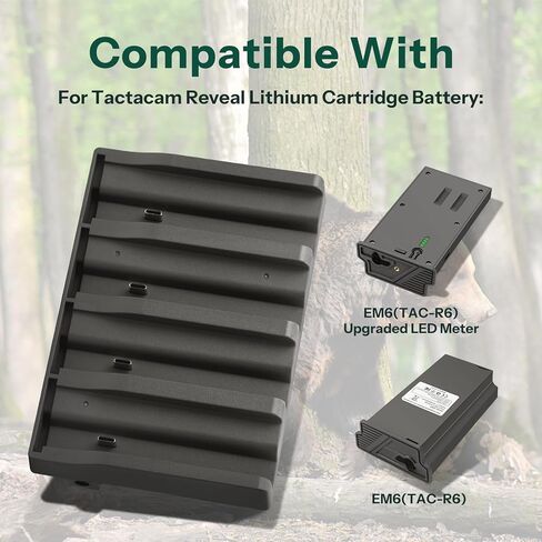 شاحن خرطوشة شحن سريع بأربعة منافذ - متوافق مع TACTACAM Reveal Ultra وX وPro ＆ Pro 3.0 وGen 2.0 و3.0 حزمة بطارية كاميرا الصيد ومؤشرات LED وشاحن حائط 12 فولت 5 أمبير in Kuwait