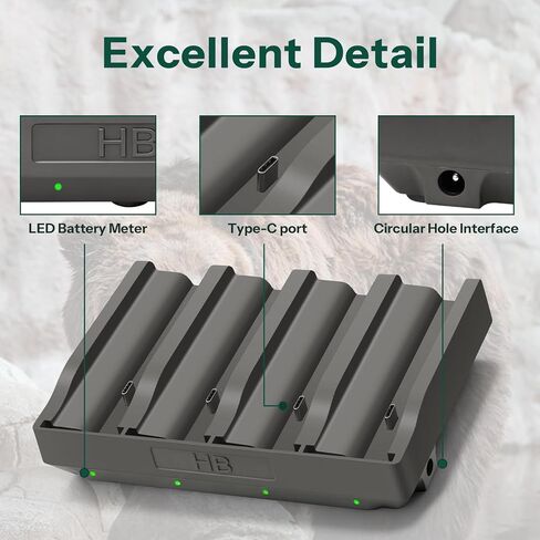 شاحن خرطوشة شحن سريع بأربعة منافذ - متوافق مع TACTACAM Reveal Ultra وX وPro ＆ Pro 3.0 وGen 2.0 و3.0 حزمة بطارية كاميرا الصيد ومؤشرات LED وشاحن حائط 12 فولت 5 أمبير in Kuwait